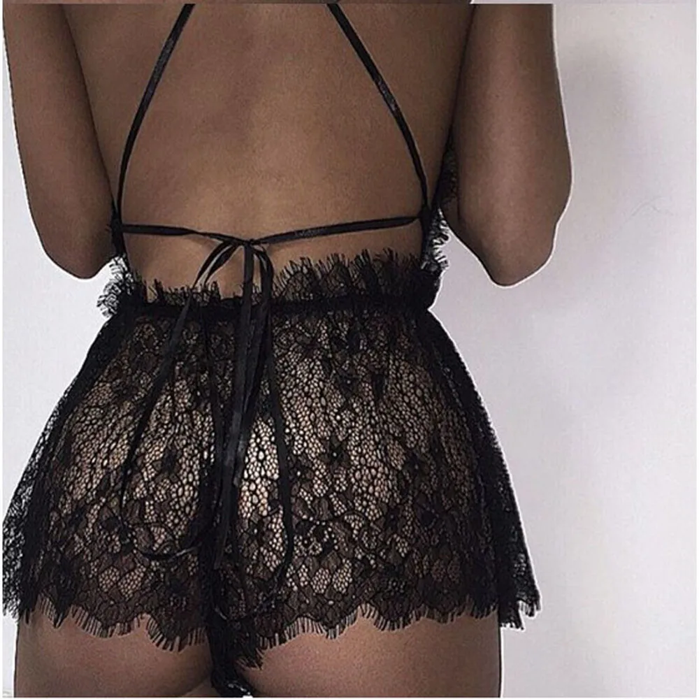 Женское нижнее белье Porno Babydoll Lenceria сексуальное Chaude Dentelle Soutien Gorge Ouvert Perspective rotique