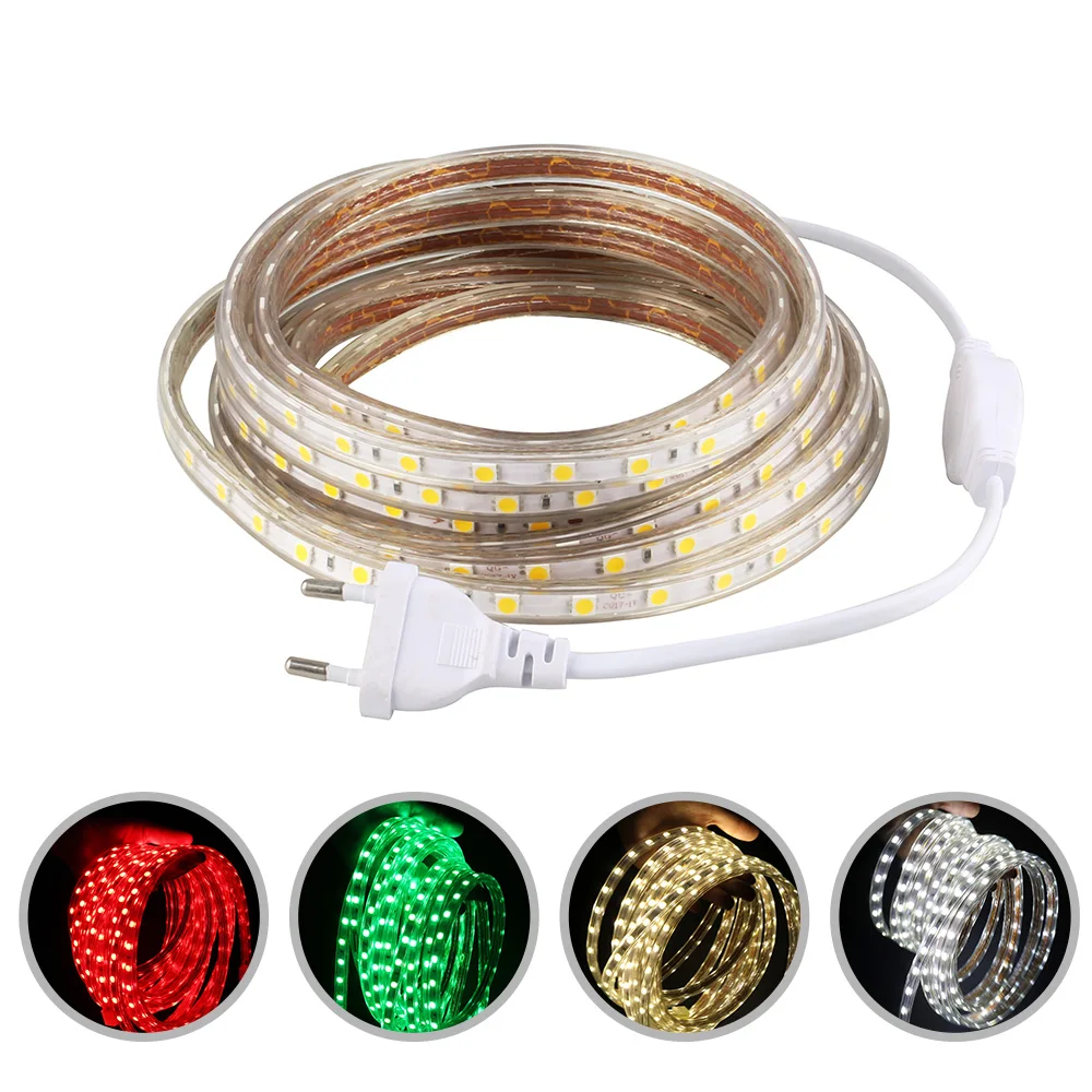 AC220V 5050 led strip light with EU plug IP67 Waterproof High
