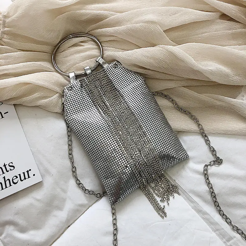 Diamond Tassel Handbag Golden Silver Black Color Sequin Women Clutch Evening Bag Ladies Chain Shoulder Sac Phone Purse Party Bag Diamond Tassel Handbag Golden Silver Black Color Sequin Women Clutch Evening Bag Ladies Chain Shoulder Sac Phone Purse Party Bag