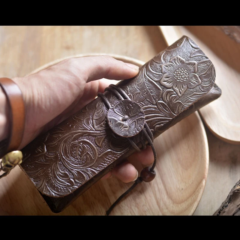 Чехол ручной работы из натуральной кожи для карандашей|leather pencil bag|pen pouchpencil bag |