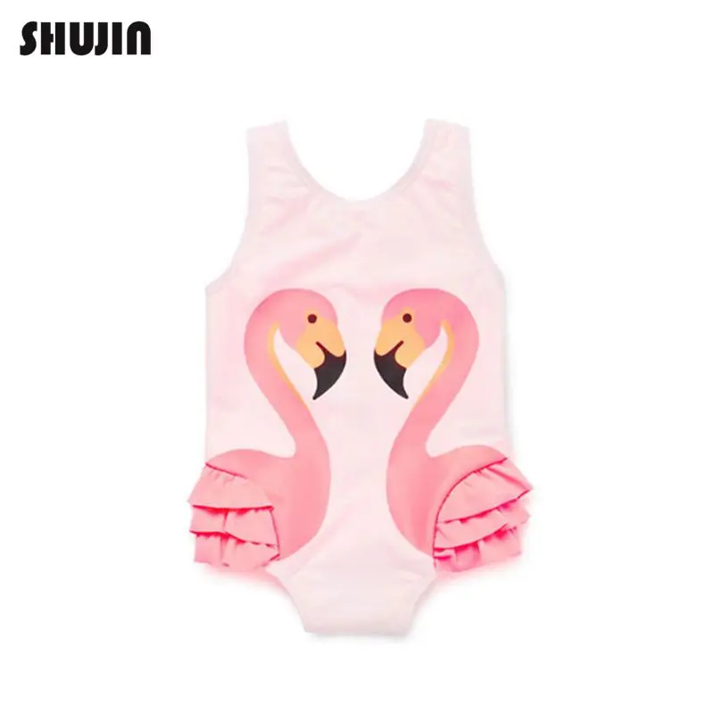

Shujin Girls Swimwear Cute Kids Swimsuit With Swimming Cap Swan Flamingo 2019 Baby Girl Bathing Suit One Pieces Swim Wear