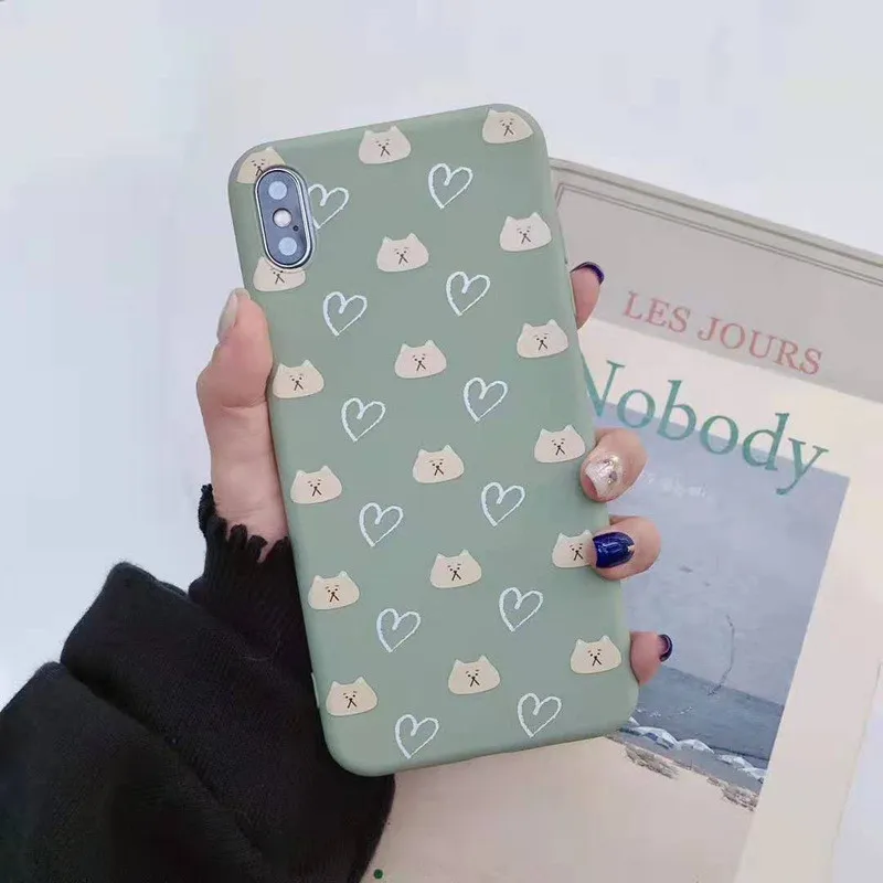 GYKZ мультфильм Медведь Любовь Сердце чехол для iPhone XR XS MAX X 7 8 6 6s Plus Matcha зеленый