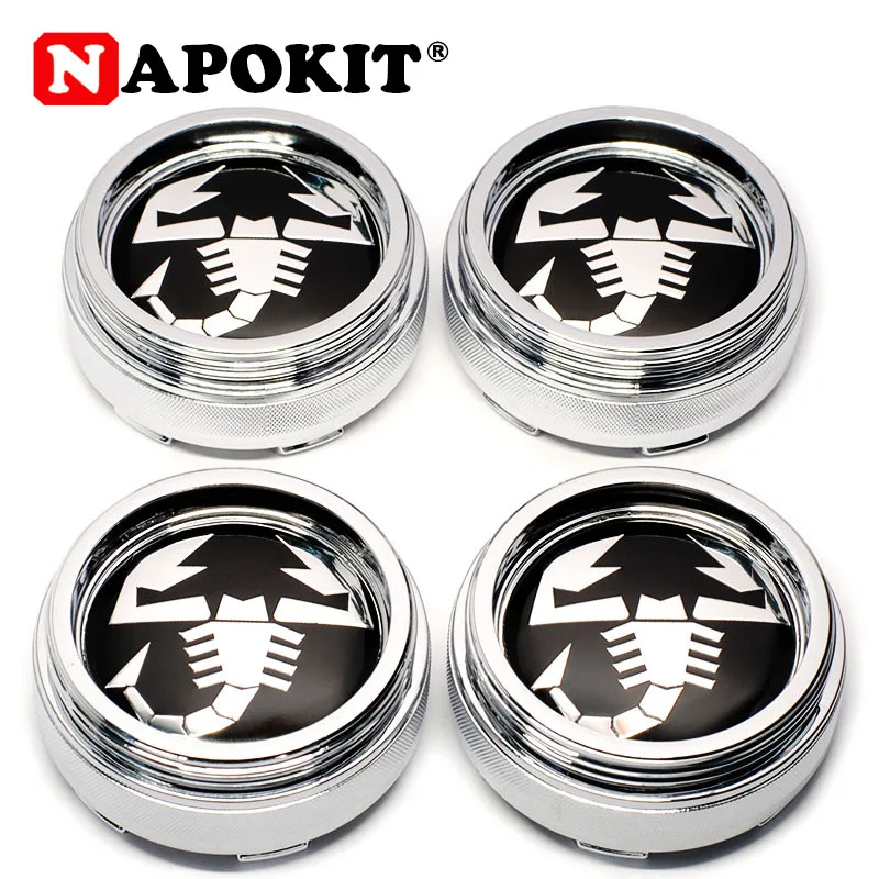 

4pcs 60mm 56mm Scorpion Logo Car Emblem Wheel Center Hub Cap for Abarth Fiat Auto Rim Badge Refit Decoration Cover Car Styling