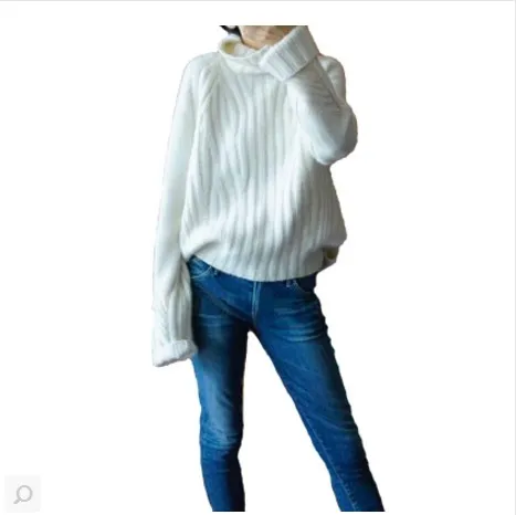 cashmere sweater and winter in women's turtleneck thickened network celebrity sweater loosely knit bottom sweater woolen sweate