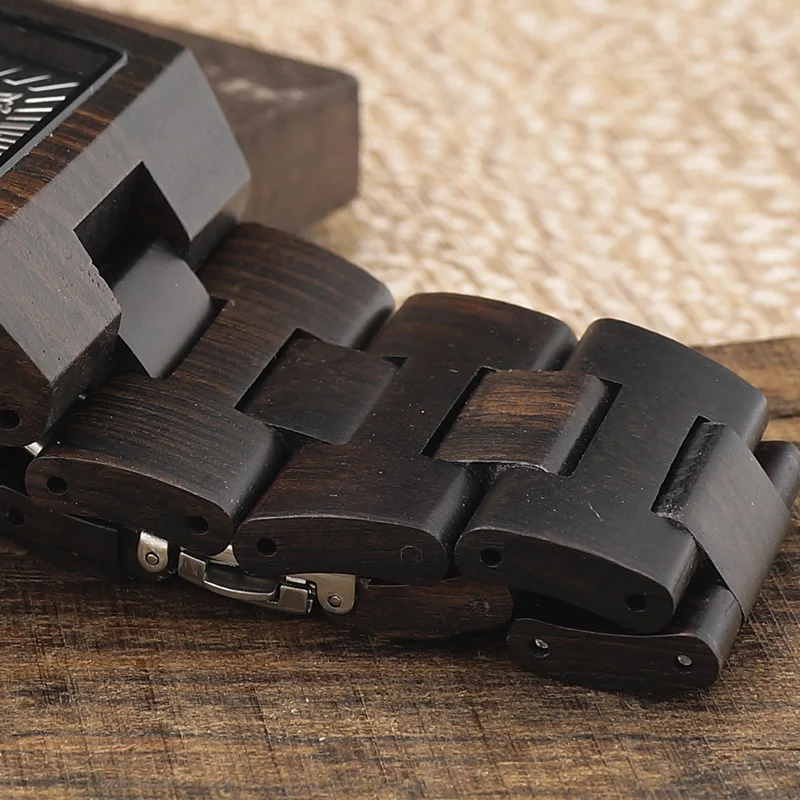 BOBO BIRD L23 Black Sandal Wood Men Watch Analog Quartz Movement Lightweight Vintage Wooden Watch With Gift Box