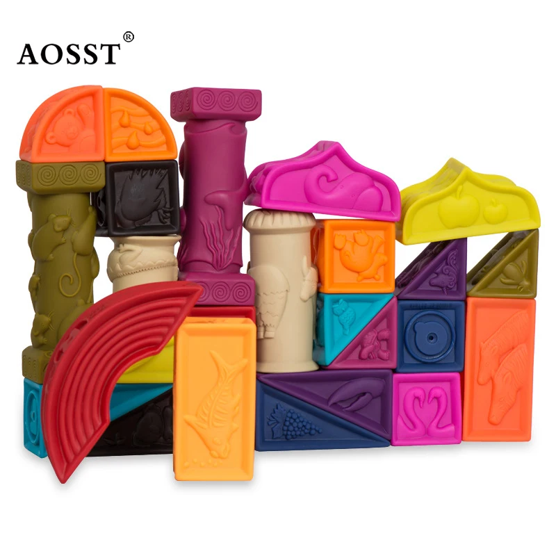 26 tablets silica gel Rome Castle blocks Baby soft relief Bright Color Soft blocks Building Blocks Children Gifts Cube Toys baby-building-blocks