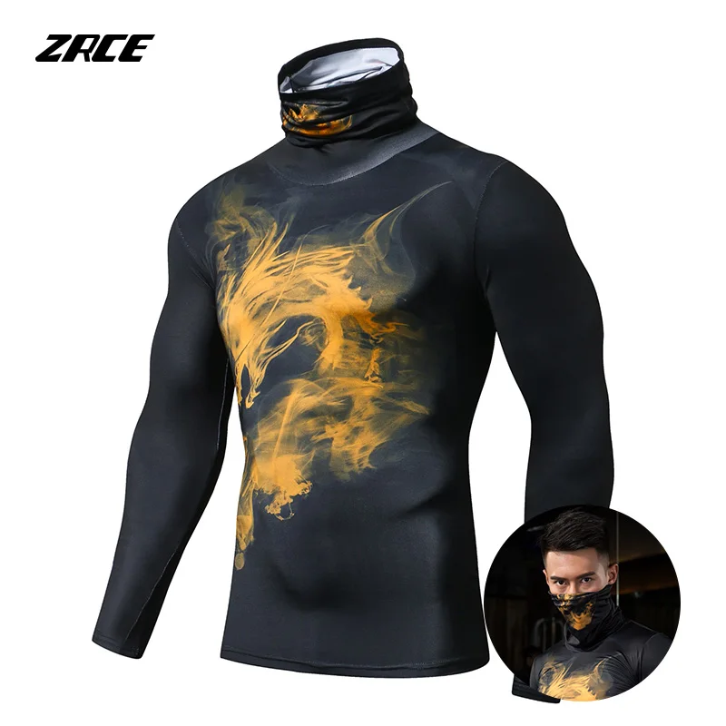 ZRCE Водолазка мужская футболка теплый приталенный пуловер мужская Трикотажная Мужская компрессионная рубашка брендовая одежда фитнес Водолазка Топ
