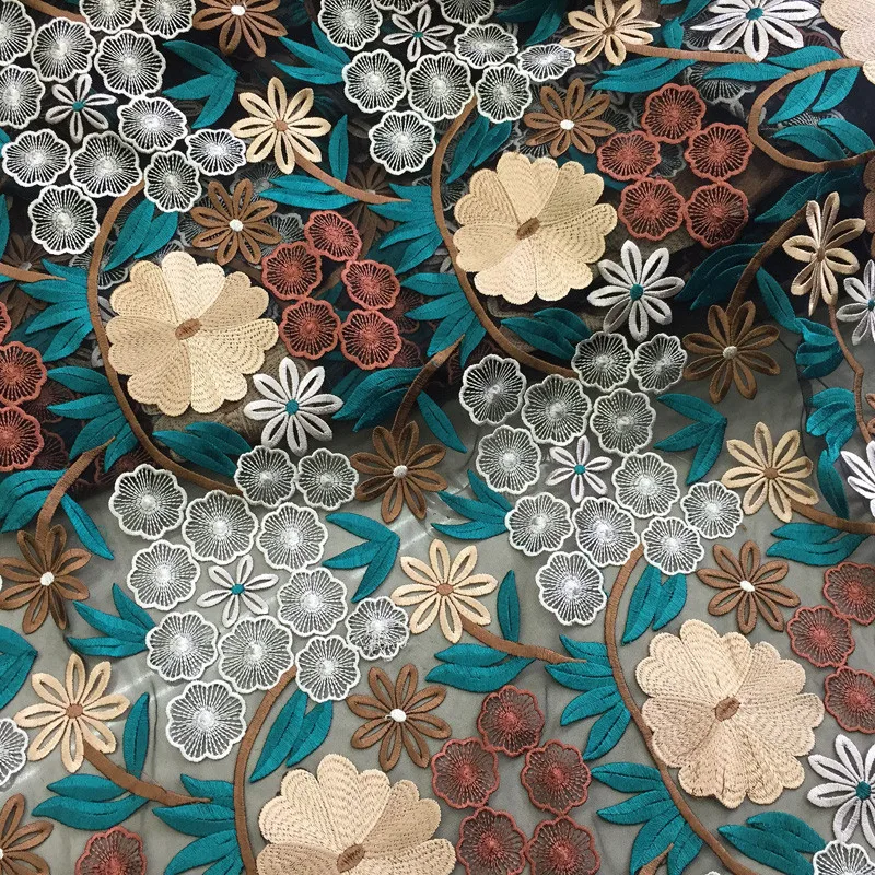 

New arrive french embroidered lace fabric New high-end custom lace embroidery fabrics imported high-end apparel fabric