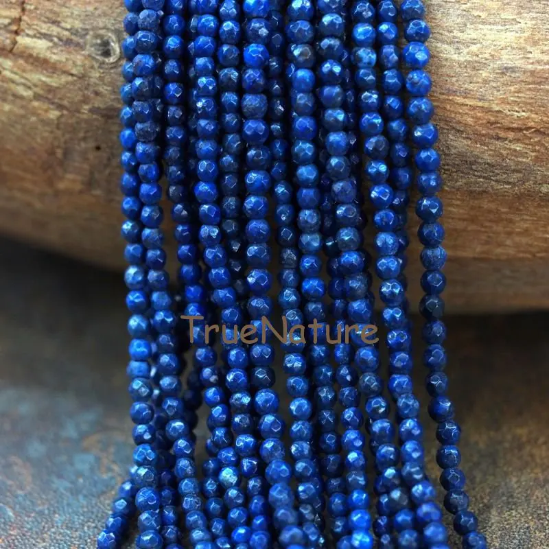 

Free Shipping Small Round Lapis Lazuli Beads Jewelry Faceted Blue Rock Full Strands Beads In 3 mm BE6017