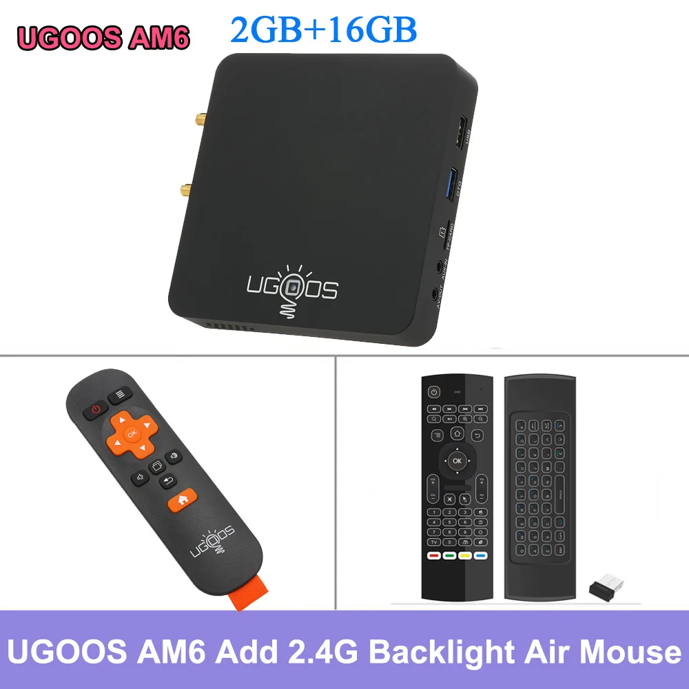 ТВ-бокс UGOOS AM3/AM6 Android 9,0 2 GB/16 GB 2,4G& 5G WiFi телеприставка Amlogic S922X 1000M LAN BT 5,0 4K HD Smart медиаплеер - Цвет: 2G16G Add Air Mouse