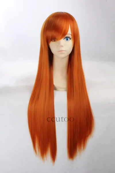 Ccutoo 80 см/3" оранжевый длинный прямой синтетический Eva Neon Genesis Evangelion Asuka Langley Soryu косплей полный парик - Цвет: 4/30HL