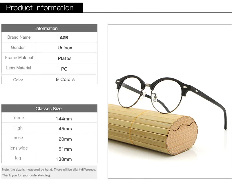 AZB оправа для очков деревянная винтажная круглая близорукость зрелищная оправа для очков с прозрачными линзами компьютерная оправа для чтения очков