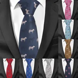 Мультфильм шеи галстук для Для мужчин полиэстер жаккардовым животным галстук для свадьбы Бизнес костюмы 6 см Узкие галстуки тонкие Для