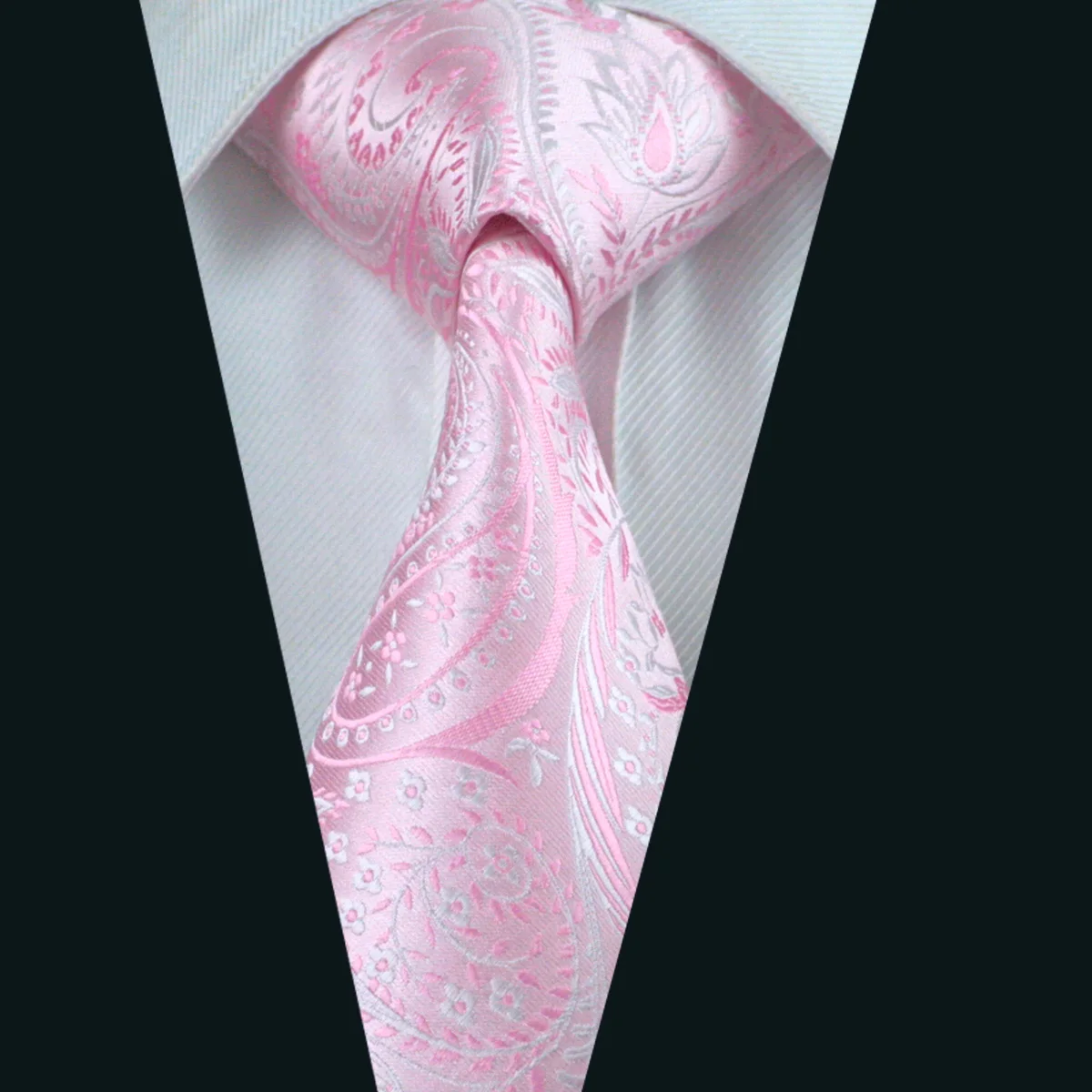 Buy DH 436 Mens Silk Tie Pink Paisley NeckTie Silk