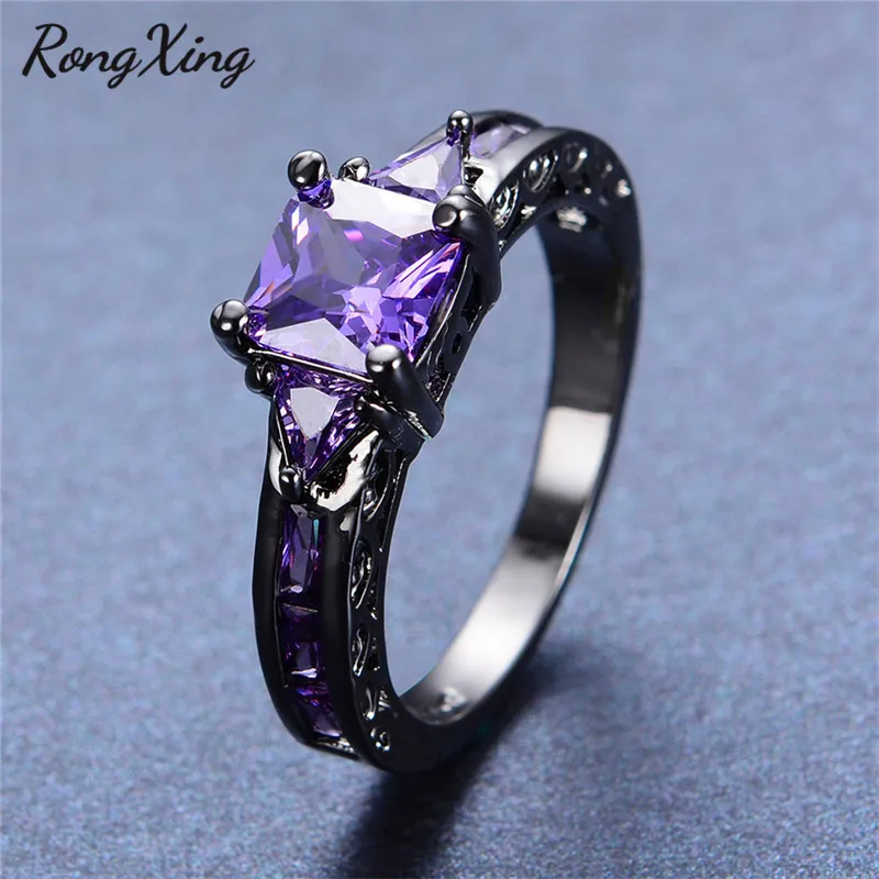 Женские кольца с фиолетовыми цирконами RongXing
