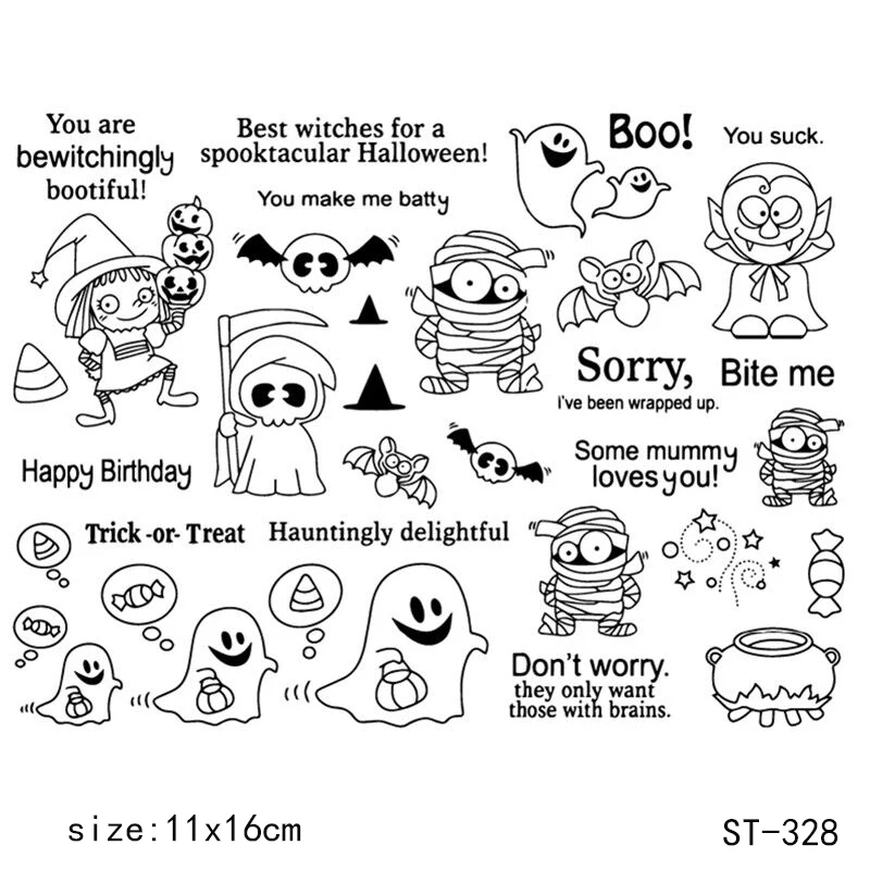 

AZSG Halloween little ghost Clear Stamps/Seals For scrapbooking DIY Card Making/Album Silicone Decoration crafts11*16cm