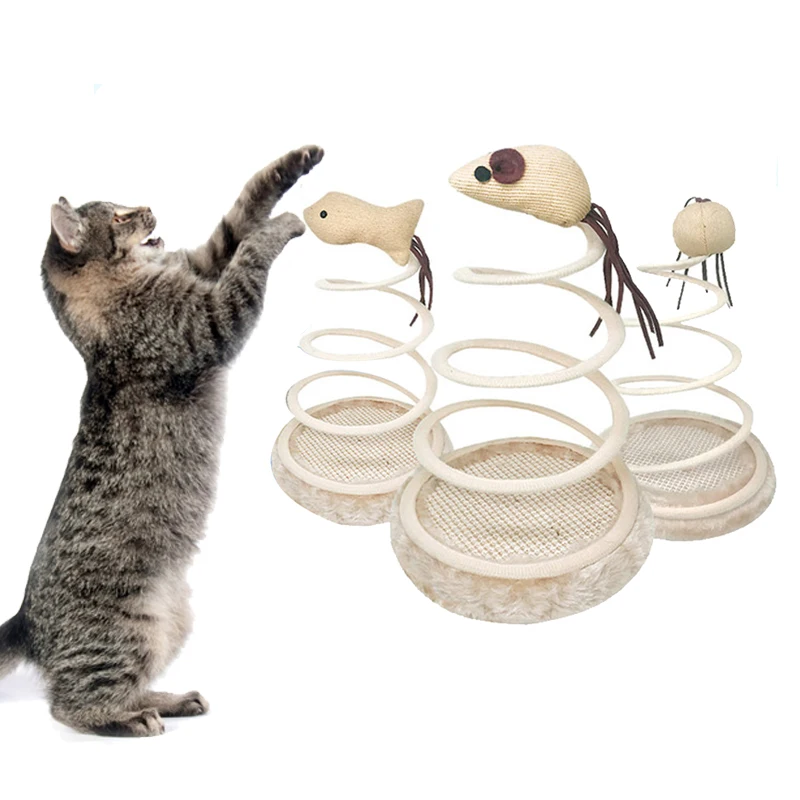 

Cat Toys Simulation Fish Plush MouseSpring Kitten Toys Spiral Steel Wire Spring Disc Creative Spring Plate Pet Cat Supplies