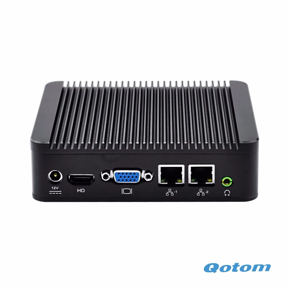 

Barebone QOTOM Mini PC Q107S Q220S with Celeron/Core i5 Processor, 2 LAN, 4 USB,10W, Small HTPC 1080P WIN 10 Linux