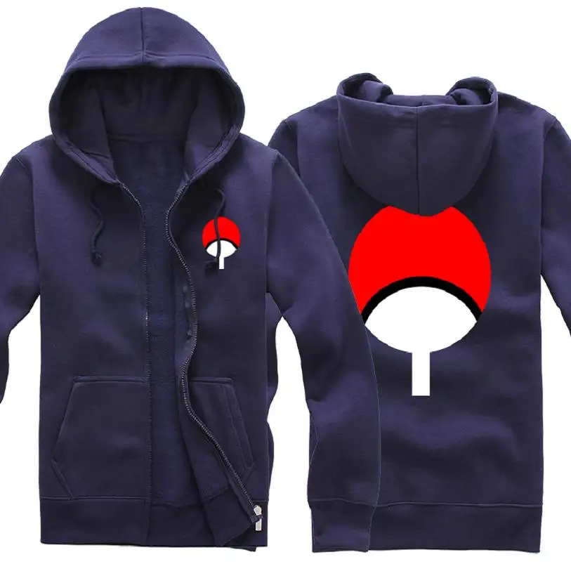 High-Q Unisex NARUTO Uchiha Sasuke Cardigan Print Hoodie Jacket Coat Sweatshirts