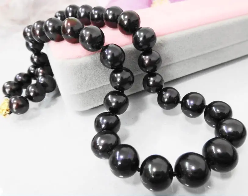 

Jewelr 005761 11-12MM PERFECT ROUND AAA TAHITIAN GENUINE BLACK PEARL NECKLACE
