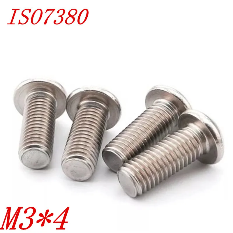 

100pcs ISO7380 304 stainless steel m3*4 M3x4 hexagon button head screws Allen socket round head screw