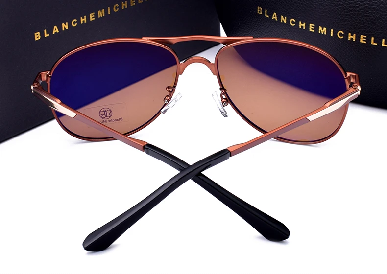 Blanche Мишель бренд classic Pilot Sunglasses Для мужчин поляризационные UV400 Для мужчин с солнцезащитные очки мужской вождения Óculos gafas-де-сол hombre