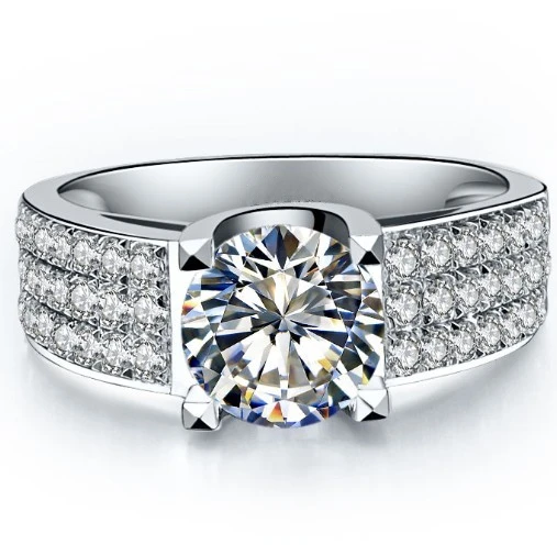 Роскошные 1Ct D Moissantie плотное кольцо 18K 750 из белого золота для женщин Свадебные