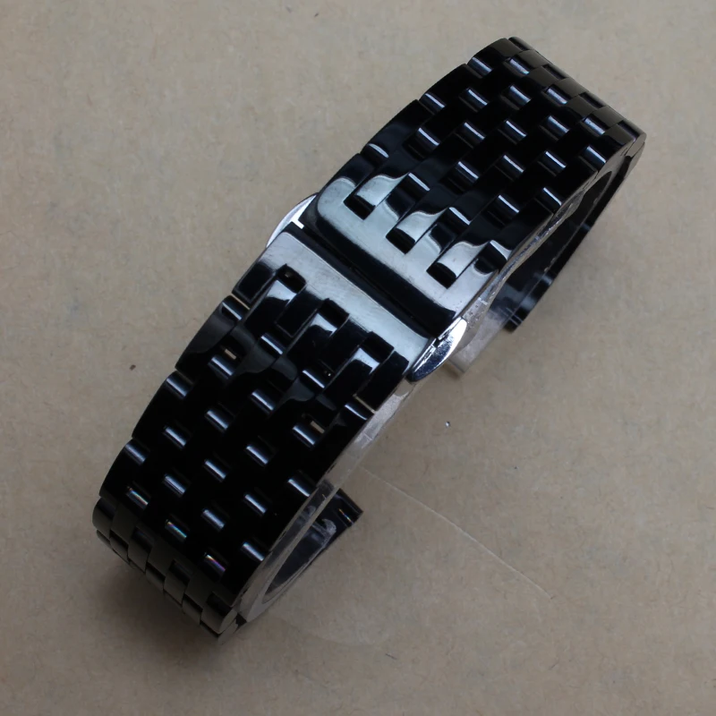 

New watchband black men and women Straps polished watch strap bracelet butterfly buckle fit new 20mm 22mm comfortable wristwatch