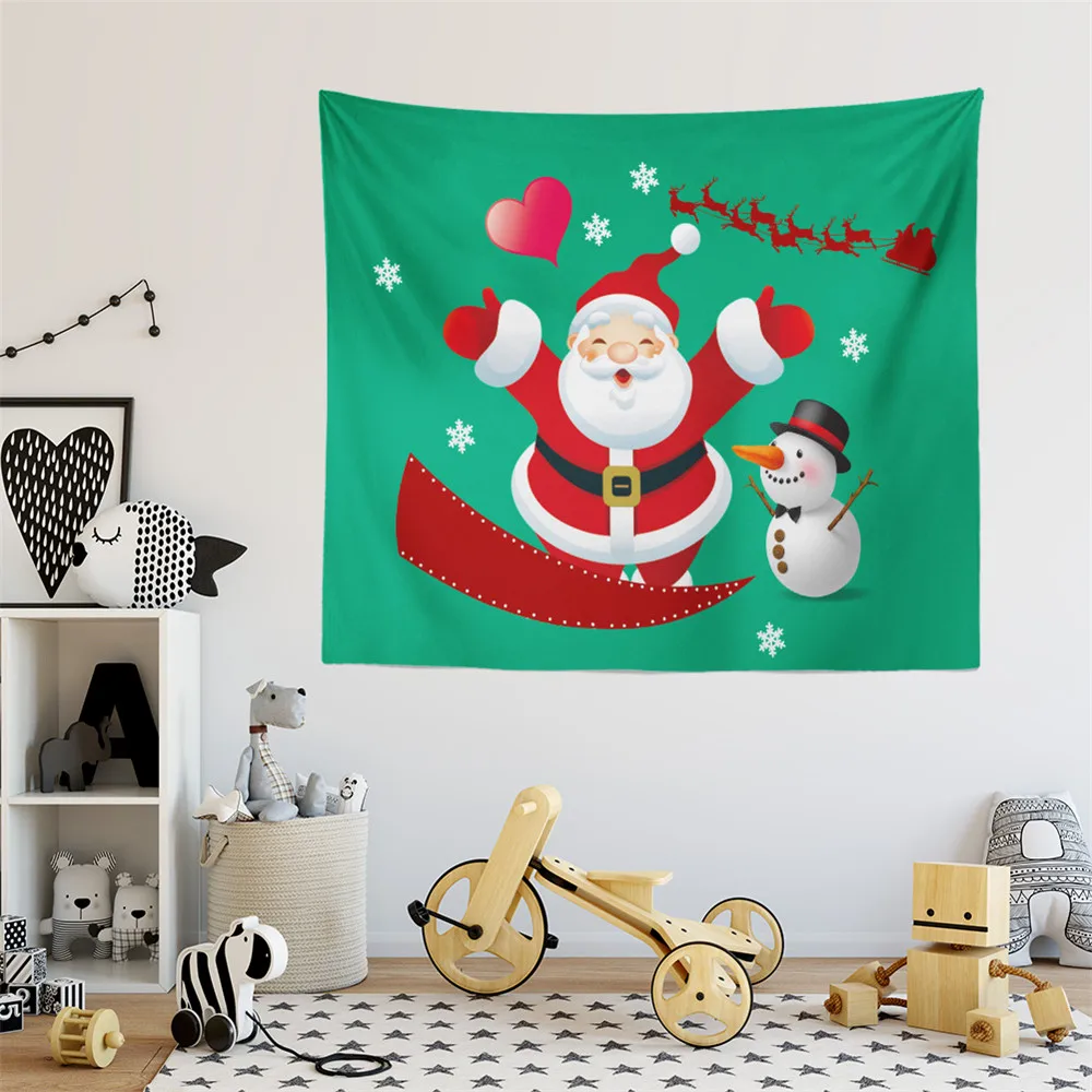 Зеленый Рождество гобелен милый мультфильм Санта Клаус печати стене висит Декор в гостиную настенный ковер йога коврик кемпинг ковры D30