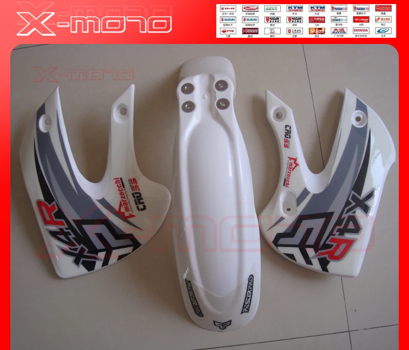 2002 2008 KLX110 KX65 белый пластиковый брызговик для мотокросса и наклейки мотоцикла