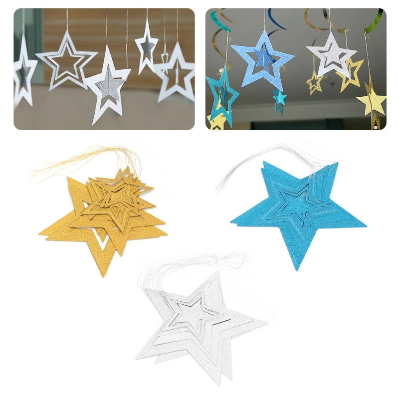 

Glitter Garland Hanging Twinkle Hollowed Star Banner Wedding Party Decoratio