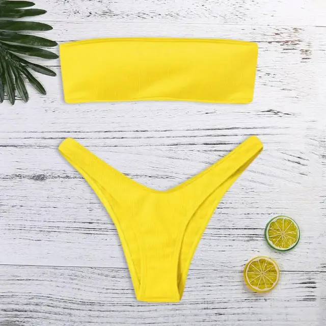 Aliexpress.com : Buy Womail 2018 Swimwear Women Solid High Cut Bandeau ...