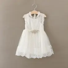 Сказочное элегантное белое кружевное фатиновое платье для маленьких девочек; Детские приталенные платья со стразами; платье с оборками