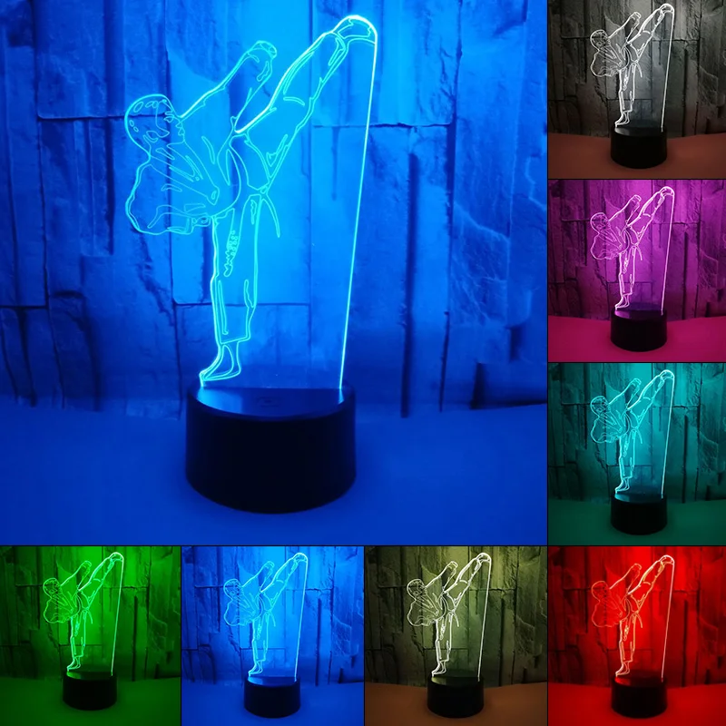  Night Light Creative 3D LED Light Vision Gradient Karate Table Lamp USB Taekwondo Modelling Bedroom - 32916950945