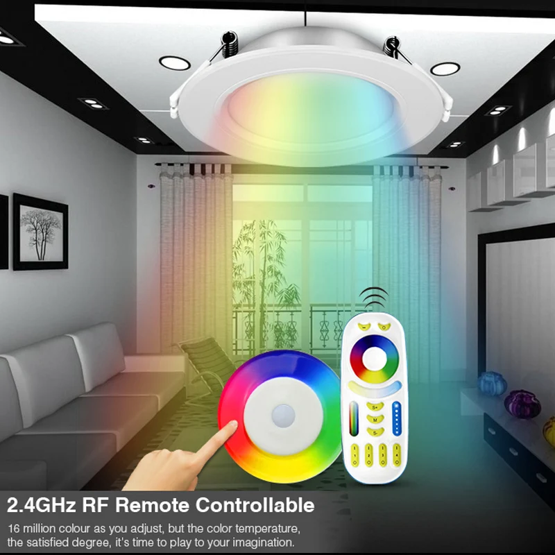 FUT068 6 Вт RGB + CCT светодиодный светильник AC100 240V круглый умный с регулируемой