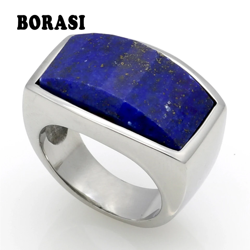 

Top Quality Fashion Jewelry 316L Stainless Steel Malachite/Lapis Lazuli Natural Stone Ring For Men Birthday Gift