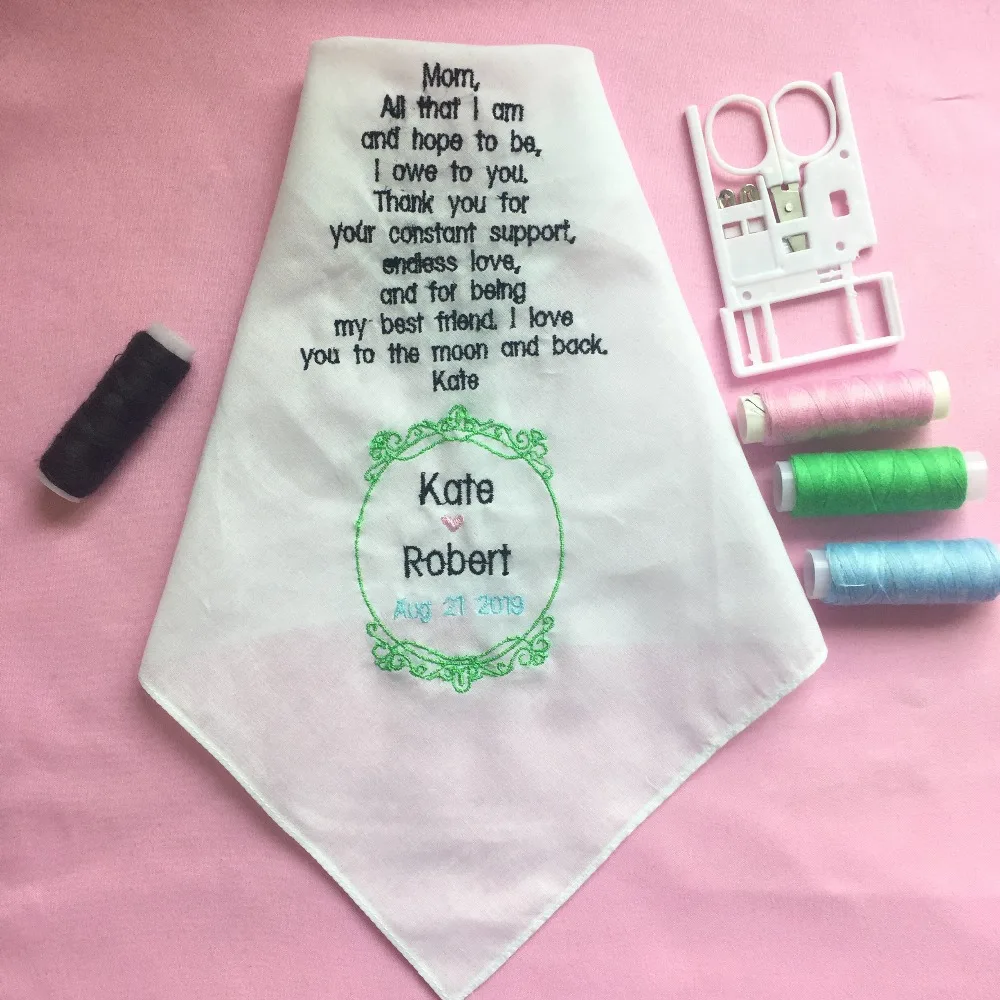 

Custom Wedding Handkerchiefs for Mother of the Bride, Embroidered Wedding Hankies for Bride Mother, Wedding Gift to Bride Mother