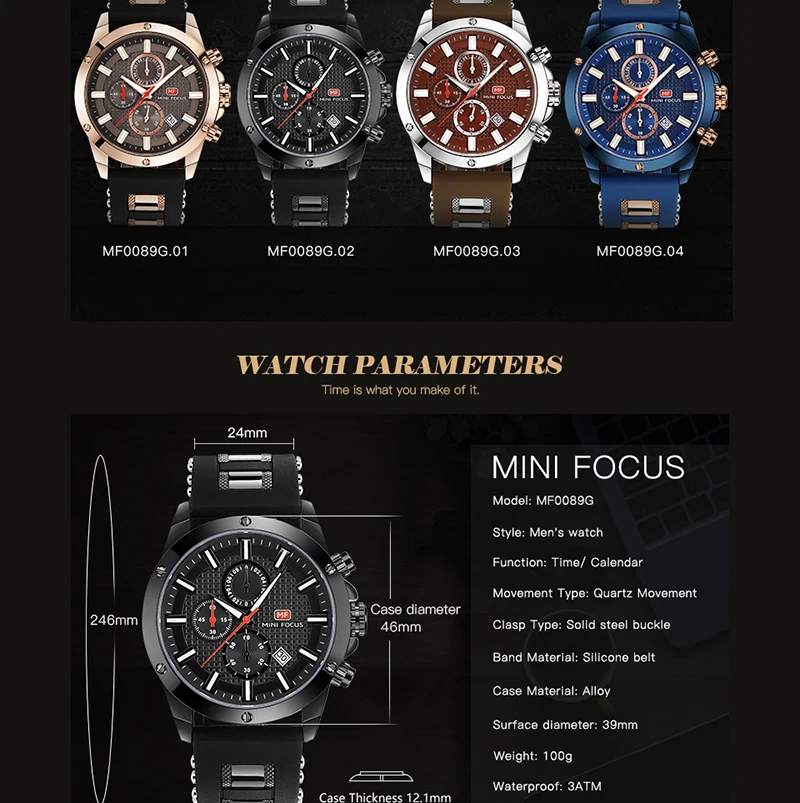 Mens Watches Top Brand Luxury MINIFOCUS Chronograph Sport Men's Wrist Watch 2019 Waterproof Silicone Gentle Male Cock Man 2019 (2)