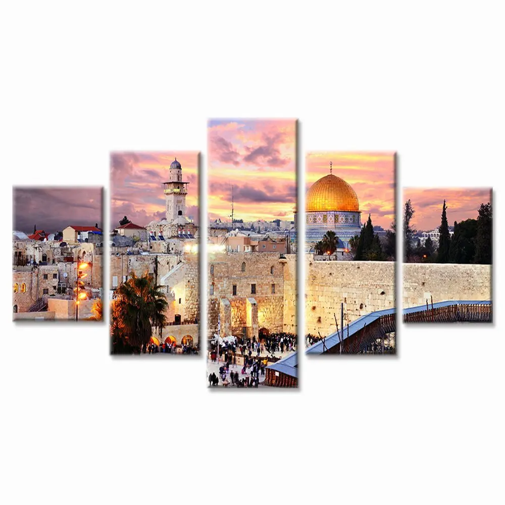 5 Panels Abstract Wall Art Painting Stretched and Ready to Hang Framed