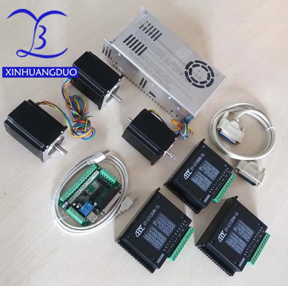 

CNC Router Kit 3 Axis,3pcs 1axisTB6600 driver +one interface board + 3pcs 76mm Nema 23 Biaxial stepper motor + one power supply