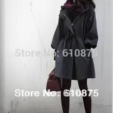 Женское осеннее серое пальто размера плюс, 20% шерстяное плотное Свободное пальто, Женское зимнее теплое пальто с капюшоном размера d, женское бархатное пальто