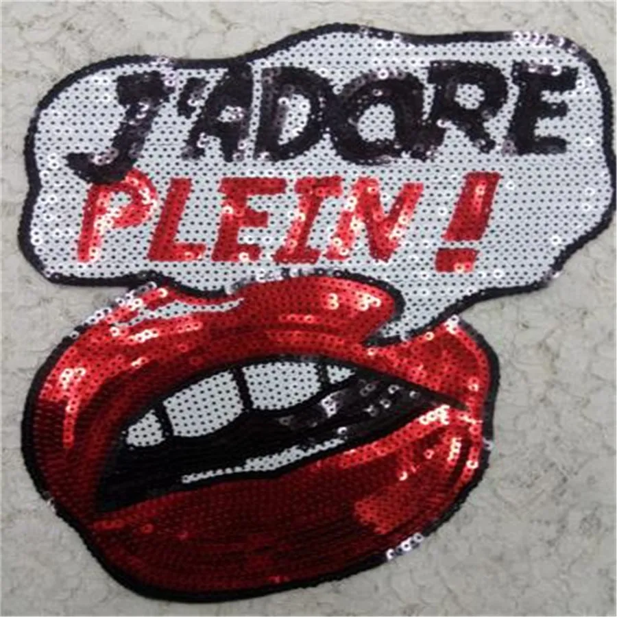 Embroidered-iron-on-patches-for-clothes-fashion-sequins-deal-with-it-clothing-DIY-Red-lip-Motif