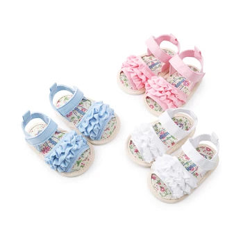 

Summer Baby Girls Fist Walkers Cute Floral Cotton Cloth Sandals Soft Sole Infant Baby Shoes