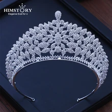 HIMSTORY Crystal Wedding Crown Queen Headband Rhinestone Big Bridal Tiara Bridal Hair Accessories Head Diadem Jewelry HIMSTORY Crystal Wedding Crown Queen Headband Rhinestone Big Bridal Tiara Bridal Hair Accessories Head Diadem Jewelry