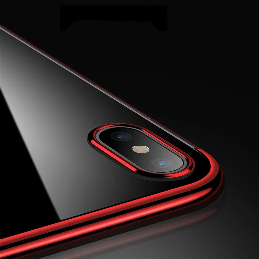 Роскошный прозрачный чехол из ТПУ с розовым золотым покрытием для iPhone X XR XS Max 6 6S