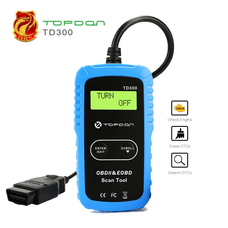 TOPDON автомобиль и светильник OBD2 код читателя TD300 диагностический инструмент сканирования чтение I/M готовности и выключение MIL