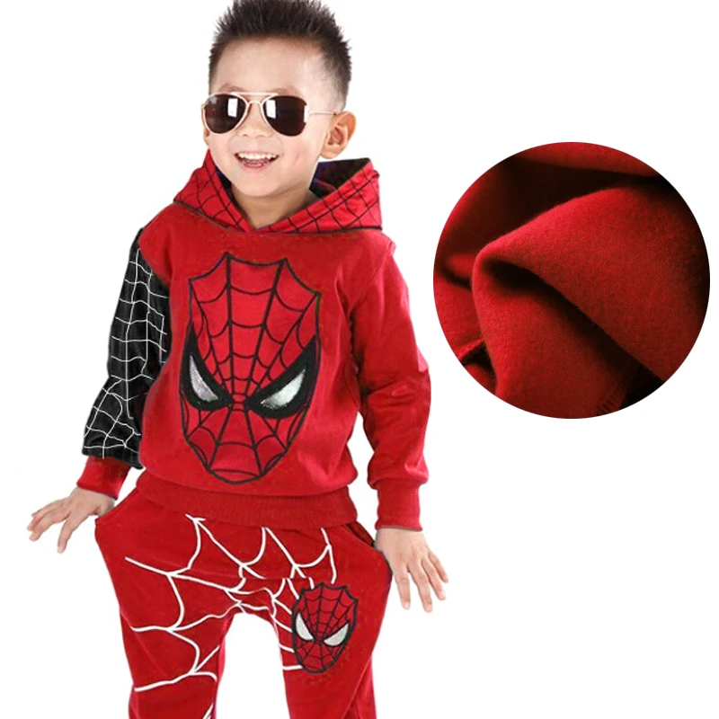 

Children Clothing 2019 Autumn Winter Add woolupset Toddler Boys Clothes Sets Spiderman Costume Kids Clothes For Boys Sport Suit