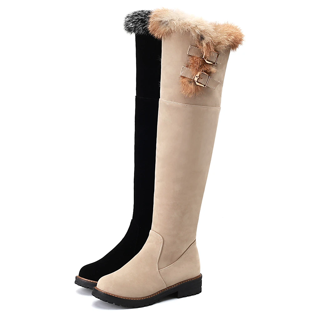 Doratasia/Большие размеры 34-43, популярные теплые зимние сапоги на меху, женская обувь, обувь на не сужающемся книзу массивном каблуке, женские зимние сапоги до колена