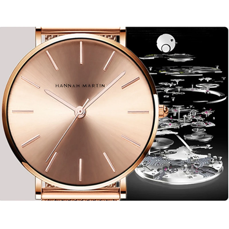 Women Watches Stainless Steel Mesh Waterproof High Quality Furnace Plated Rose Gold Quartz Clock Student Watch 5