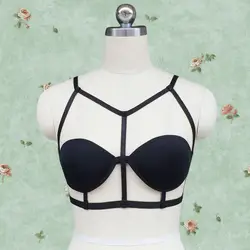 Женские пикантные Strappy Bra Летний стиль клетка бюстгальтер жгут выдалбливают бюстгальтер без косточек бюстгальтер бинты Топ черный